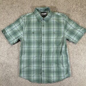 Mountain Khakis Shirt Men's M Green Cotton Plaid Short Sleeve Button Up Outdoors